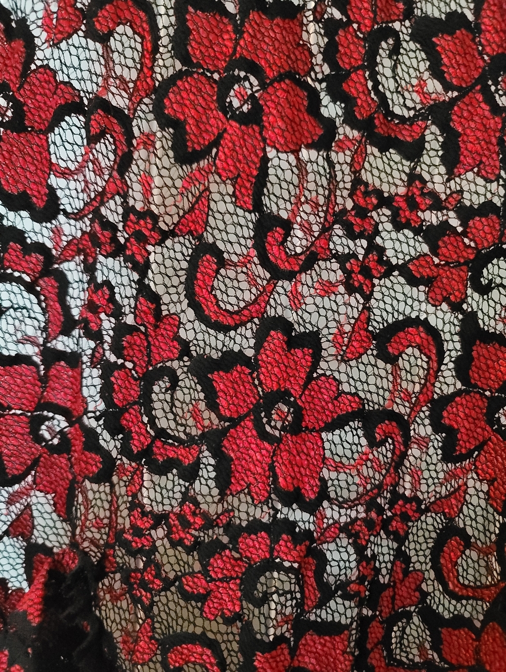 NWT Red Floral Lace Coverup/Apron Sz10 to 16 - Picture 6 of 7